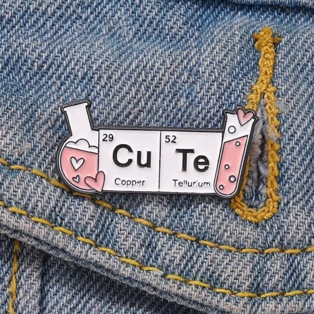3/$25 “CuTe” Chemistry Geek Pin, Periodic Table, Table of Elements